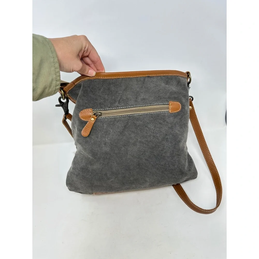 Myra Bag Mixed Material Fur Canvas Leather Upcycled Crossbody